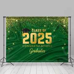Lofaris Green Gold Glitter Congratulations Grad Backdrop