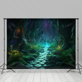 Lofaris Green Grass Path Magic Night Halloween Backdrop