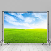 Lofaris Green Grassland And Blue Sky Photography Backdrop