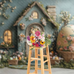 Lofaris Green House Floral Eggs Bunny Easter Photo Backdrop