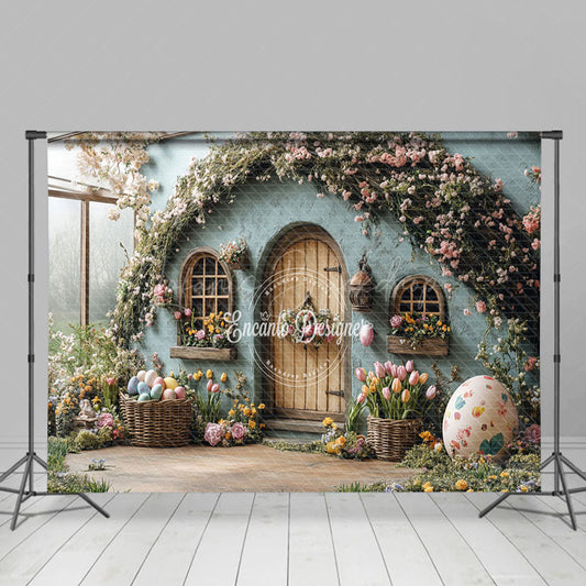 Lofaris Green House Spring Floral Eggs Easter Photo Backdrop