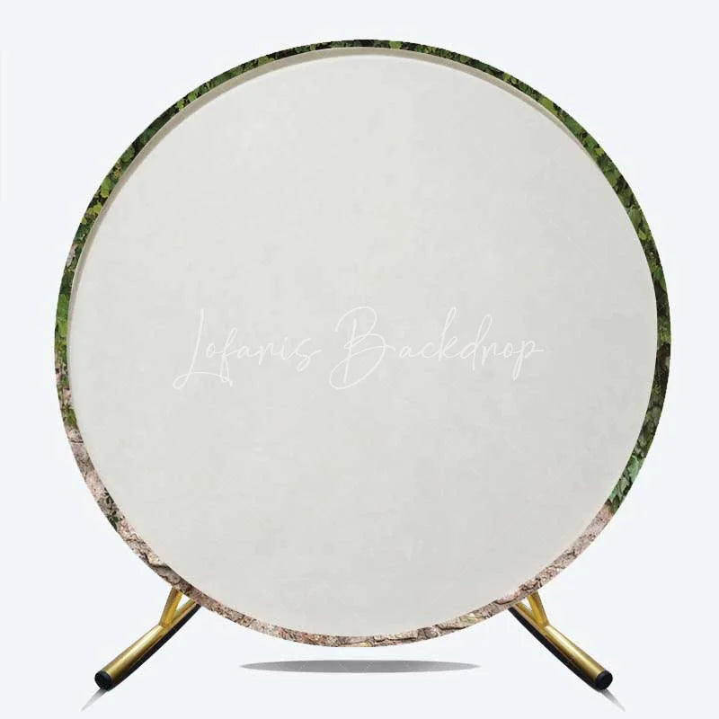 Lofaris Green Ivy Stone Wall Round Backdrop Rustic Garden Greenery and Ancient Brick Wedding Background