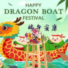 Lofaris Green Lake Bamboo Happy Dragon Boat Festival Backdrop