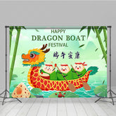 Lofaris Green Lake Bamboo Happy Dragon Boat Festival Backdrop