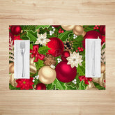 Lofaris Green Leaf Bells Floral Christmas Set Of 4 Placemats