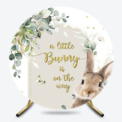 Lofaris Green Leaf Little Bunny Round Baby Shower Backdrop