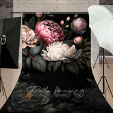 Lofaris Green Leaves Pink White Spring Florals Sweep Backdrop