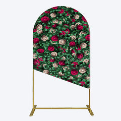 Lofaris Green Leaves Red Rose Wedding Party Arch Backdrop