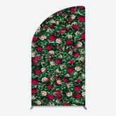 Lofaris Green Leaves Red Rose Wedding Party Half Moon Arch Backdrop