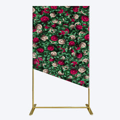 Lofaris Green Leaves Red Rose Wedding Party Rectangle Backdrop