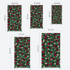 Lofaris Green Leaves Red Rose Wedding Party Rectangle Backdrop