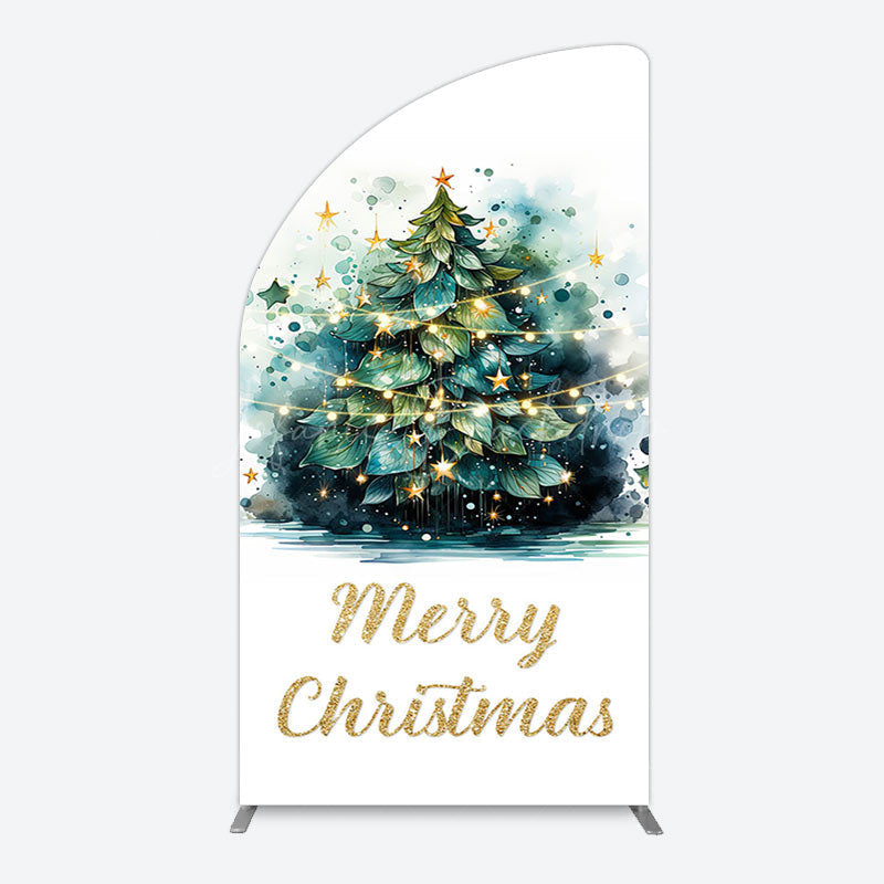 Lofaris Green Light Xmas Tree Merry Christmas Arch Backdrop