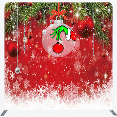 Lofaris Green Monster Hand Tension Fabric Backdrop Red Ornament Snowflake Decor Funny Christmas Theme Background for Party