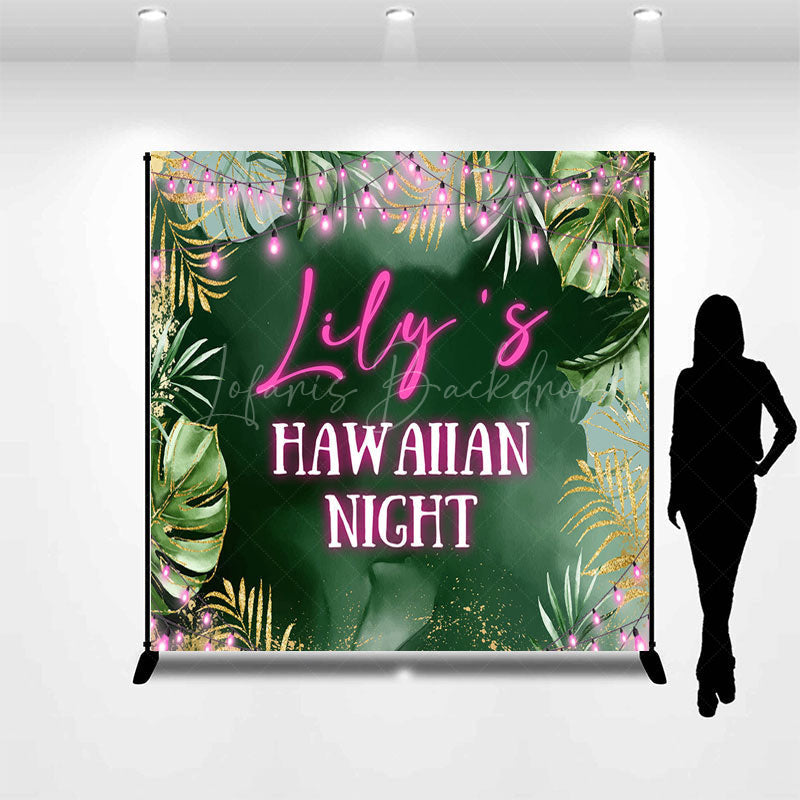 Lofaris Green Monstera Haw Aiian Night Custom Name Backdrop