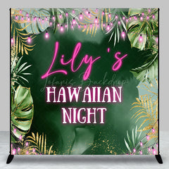 Lofaris Green Monstera Haw Aiian Night Custom Name Backdrop