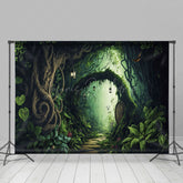 Lofaris Green Mysterious Forest Path Scenery Photo Backdrop
