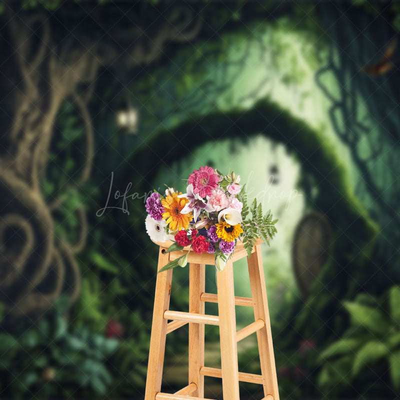 Lofaris Green Mysterious Forest Path Scenery Photo Backdrop