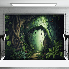 Lofaris Green Mysterious Forest Path Scenery Photo Backdrop