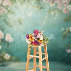 Lofaris Green Oil Painted Pink Floral Photography Backdrop
