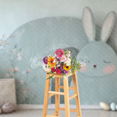 Lofaris Green Painted Bunny Wall Basket Floral Backdrop