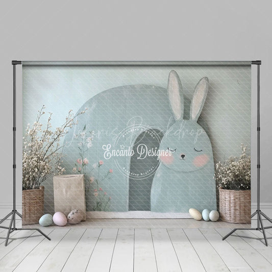 Lofaris Green Painted Bunny Wall Basket Floral Backdrop