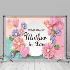 Lofaris Green Pink Floral Greatest Mother In Law Backdrop