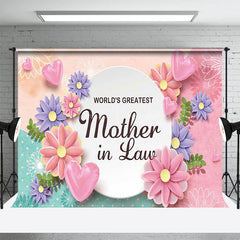 Lofaris Green Pink Floral Greatest Mother In Law Backdrop