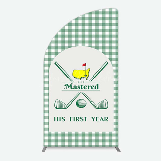 Lofaris Green Plaid Mastered His First Year Half Moon Arch Backdrop