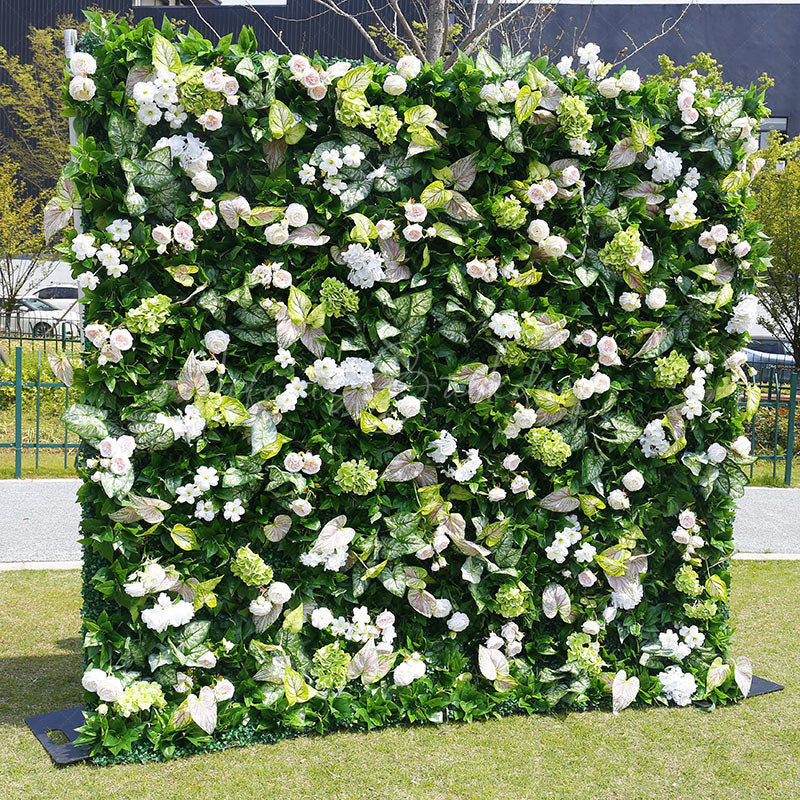 Lofaris Green Plant Leaves White Rose Flower Wall For Wedding