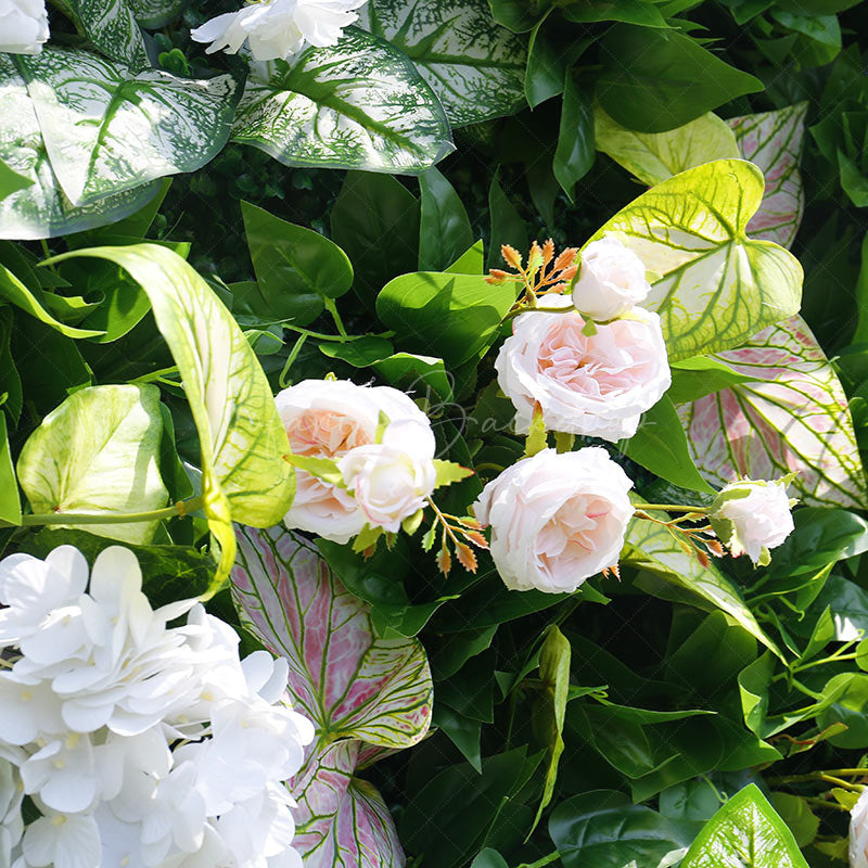 Lofaris Green Plant Leaves White Rose Flower Wall For Wedding