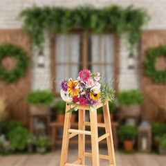 Lofaris Green Plants Wreath Door And Window Spring Backdrop