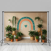 Lofaris Green Potted Plants Boho Rainbow Spring Backdrop
