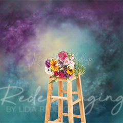 Lofaris Green Purple Yellow Abstract Painterly Photo Backdrop