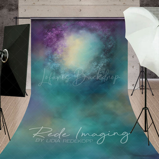 Lofaris Green Purple Yellow Abstract Painterly Sweep Backdrop