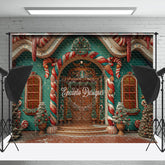 Lofaris Green Red Candyland Pine Leaves Christmas Backdrop