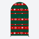 Lofaris Green Red Christmas Vibe Stripe Snow Arch Backdrop