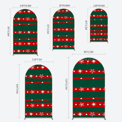 Lofaris Green Red Christmas Vibe Stripe Snow Arch Backdrop