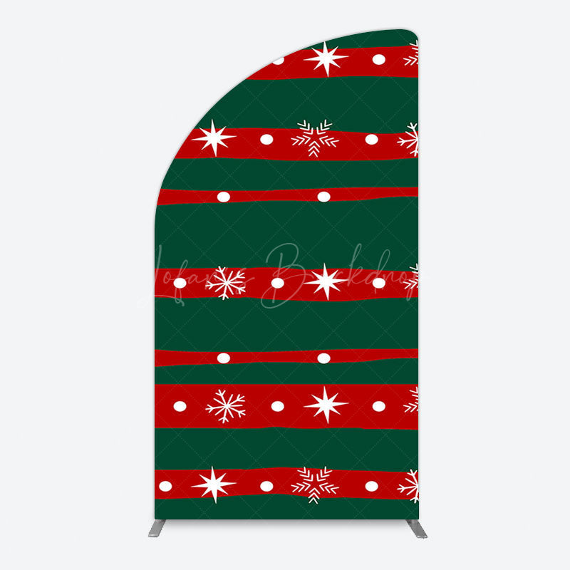 Lofaris Green Red Christmas Vibe Stripe Snow Arch Backdrop