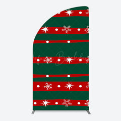 Lofaris Green Red Christmas Vibe Stripe Snow Arch Backdrop