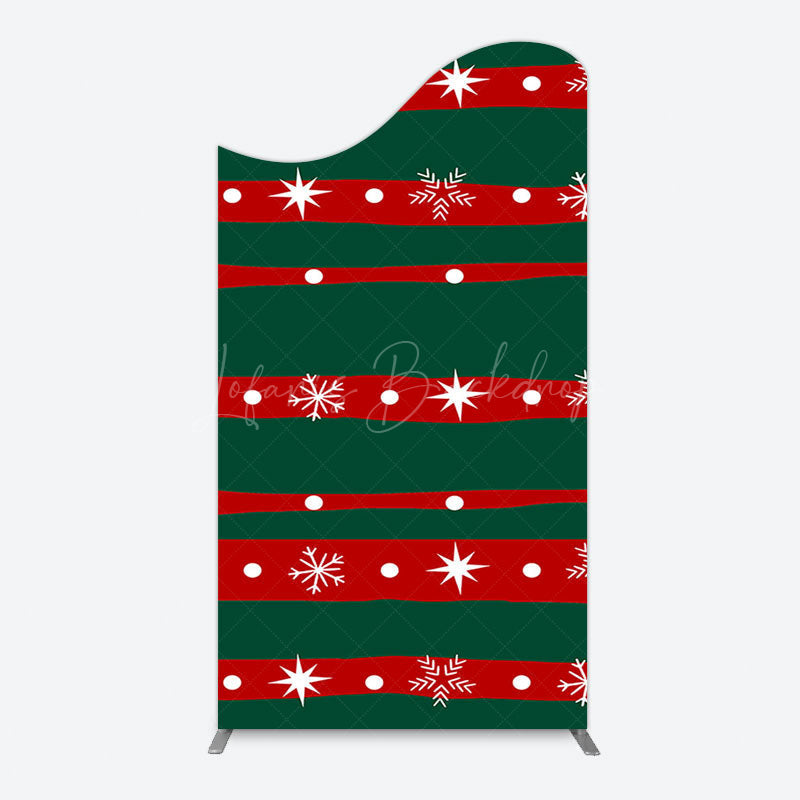Lofaris Green Red Christmas Vibe Stripe Snow Arch Backdrop