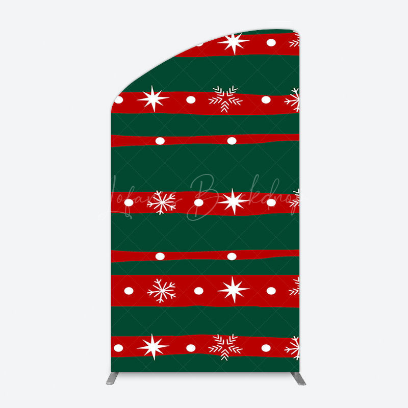 Lofaris Green Red Christmas Vibe Stripe Snow Arch Backdrop