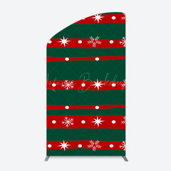 Lofaris Green Red Christmas Vibe Stripe Snow Arch Backdrop