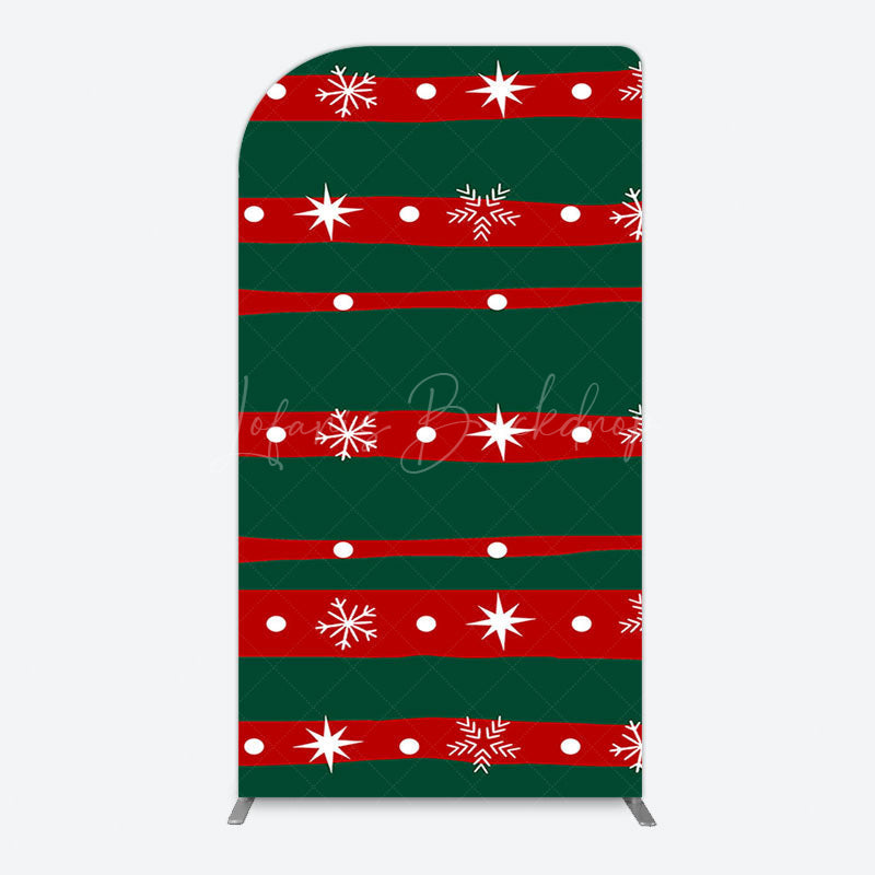 Lofaris Green Red Christmas Vibe Stripe Snow Arch Backdrop