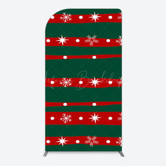Lofaris Green Red Christmas Vibe Stripe Snow Arch Backdrop