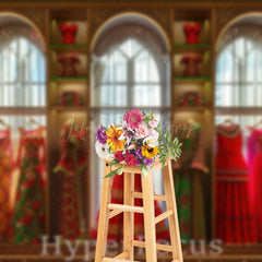 Lofaris Green Red Vintage Lit Dress Boutique Photo Backdrop