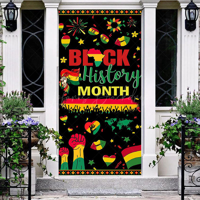 Lofaris Green Red Yellow Black History Month Door Cover