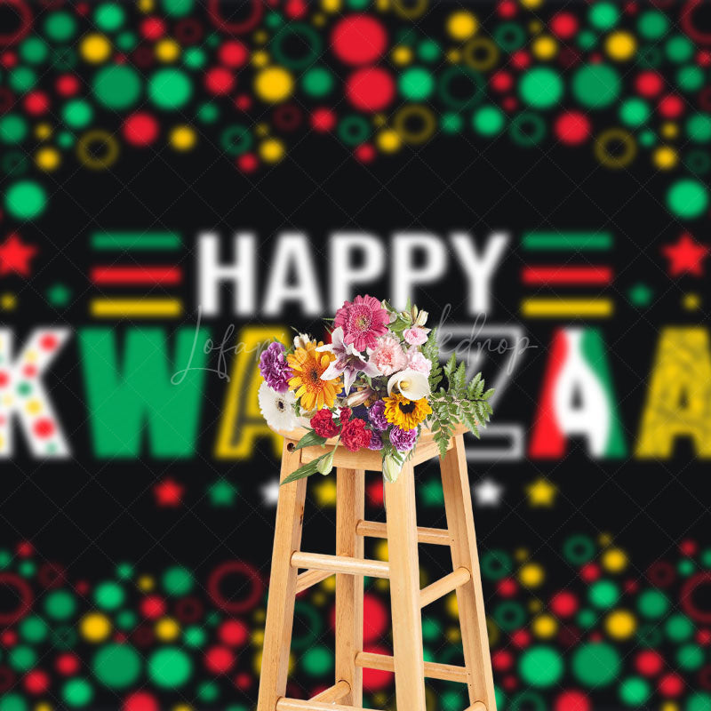 Lofaris Green Red Yellow Dots Tribal Happy Kwanzaa Backdrop