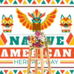 Lofaris Green Red Yellow Native American Heritage Day Backdrop
