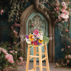 Lofaris Green Retro Door Floral Plant Wedding Photo Backdrop