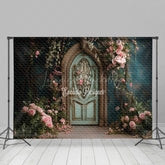 Lofaris Green Retro Door Floral Plant Wedding Photo Backdrop